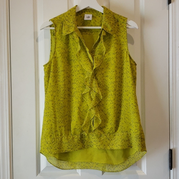CABI #3071 Yellow Animal Print Reign Blouse sz S - Picture 4 of 11
